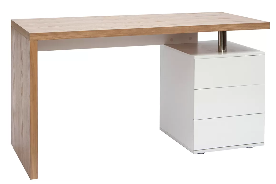 Miliboo Design-Schreibtisch aus heller Eiche Weiß CALIX