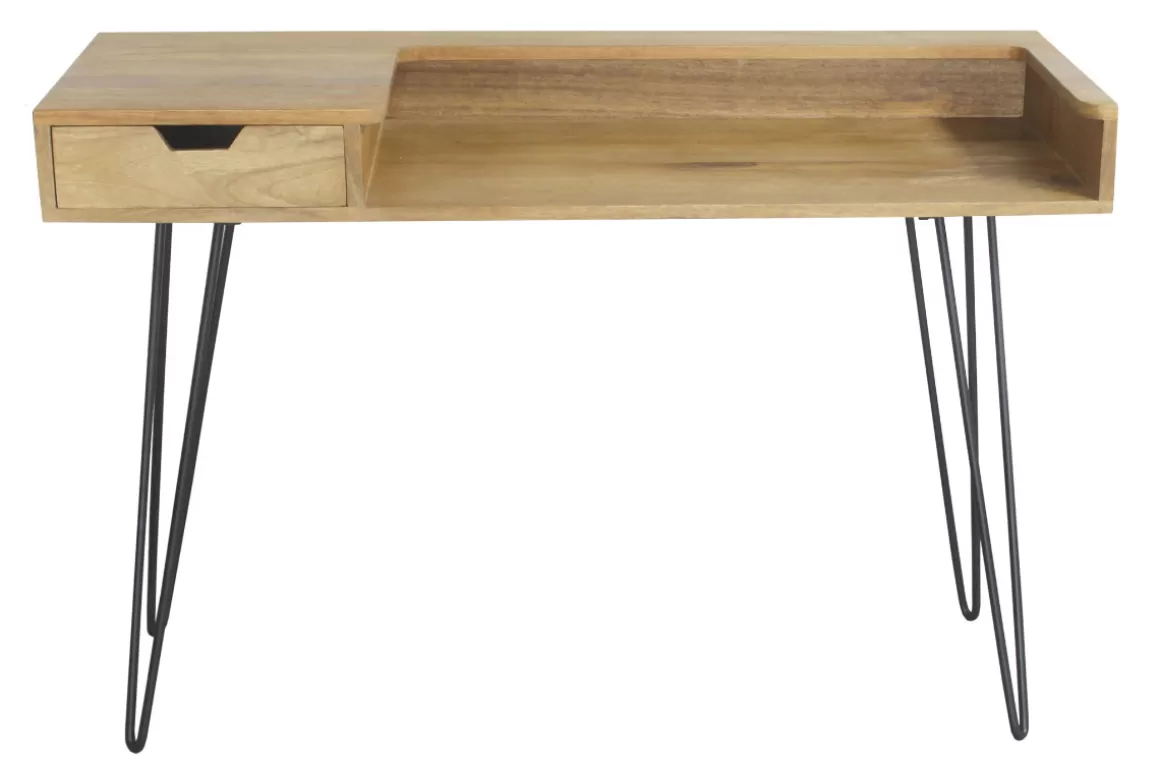 Miliboo Design-Schreibtisch aus Mangoholz mit Hairpin Legs Metall Schwarz VIBES