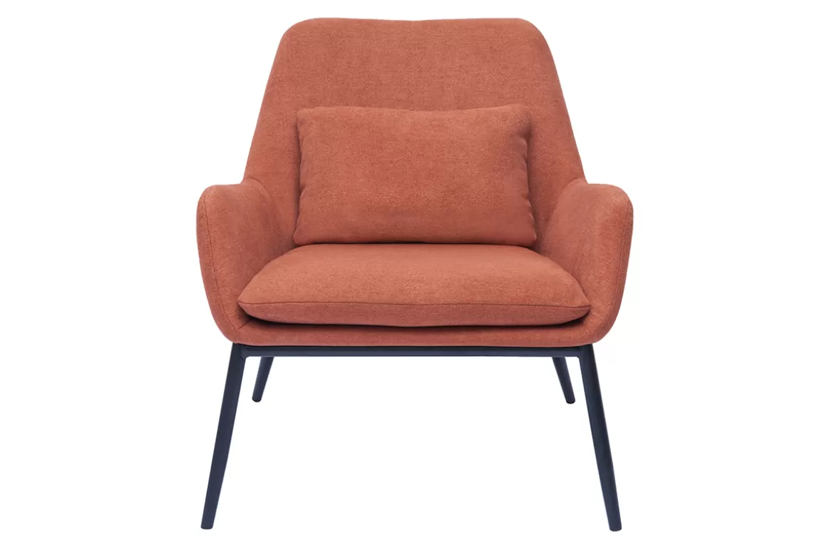 Miliboo Design-Sessel im terracottafarbenem Samtdesign mit schwarzem Metall MAXINE