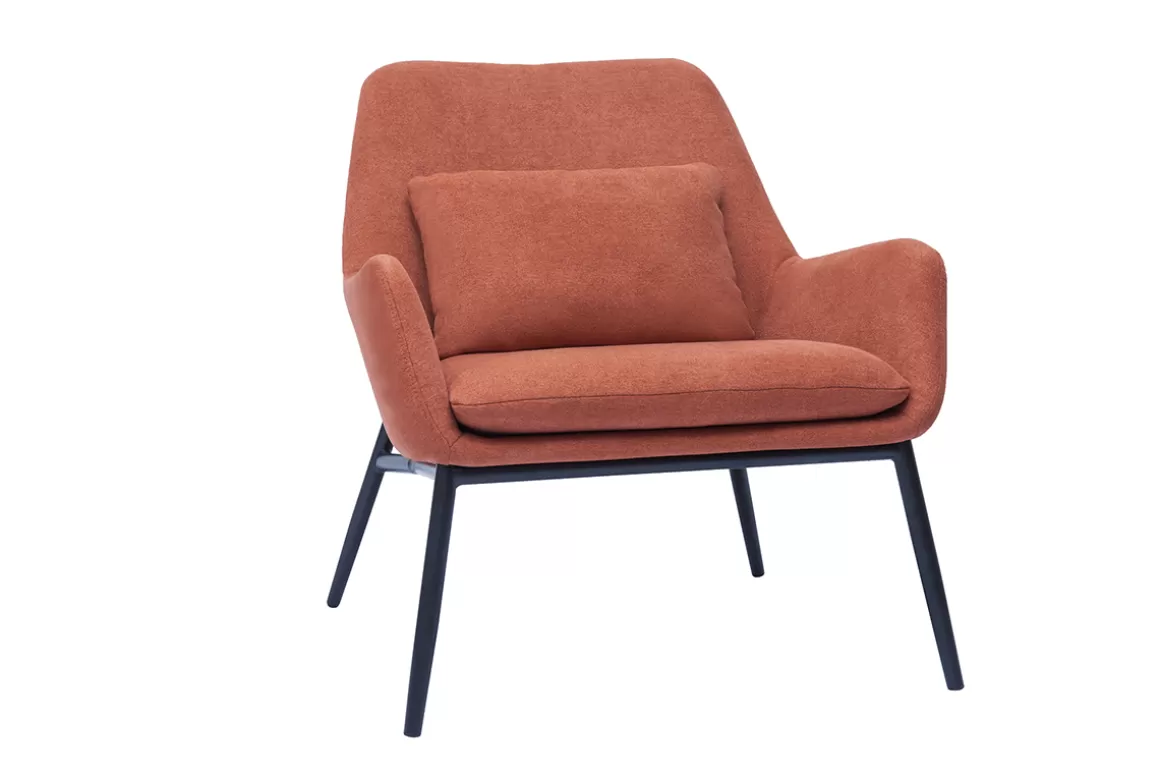 Miliboo Design-Sessel im terracottafarbenem Samtdesign mit schwarzem Metall MAXINE