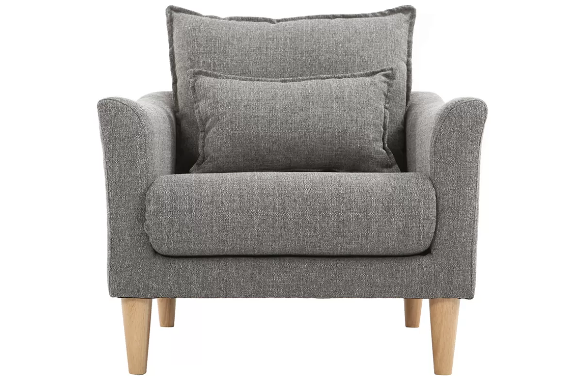 Miliboo Design-Sessel Stoff Grau und Eiche KATE