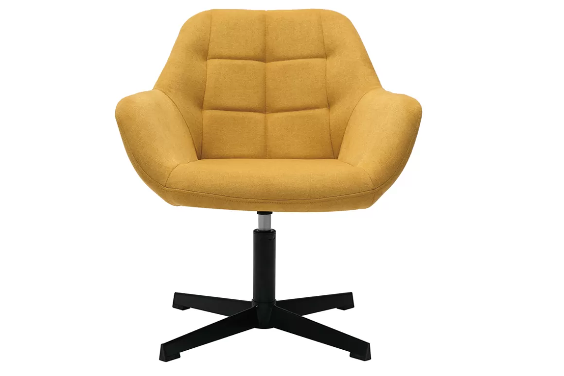 Miliboo Design-Sessel Stoff mit Samteffekt in Senfgelb und schwarzem Metall DARWIN