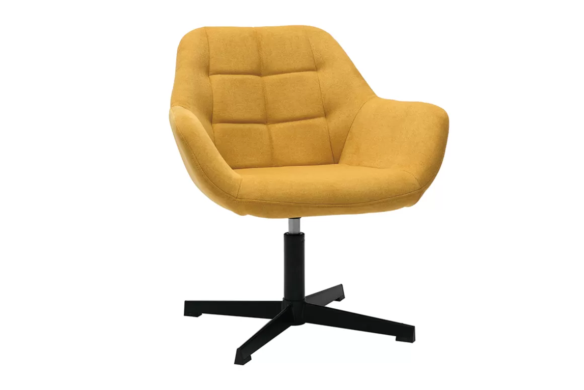 Miliboo Design-Sessel Stoff mit Samteffekt in Senfgelb und schwarzem Metall DARWIN