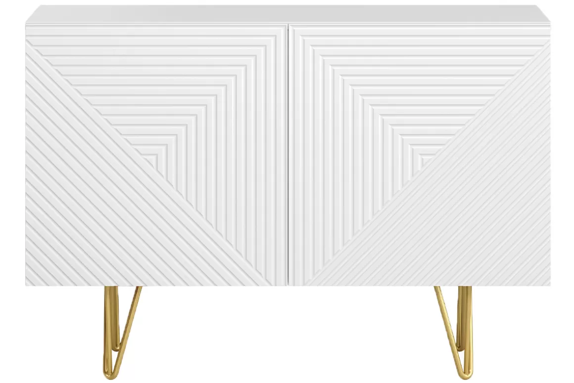 Miliboo Design-Sideboard weiß und goldfarben mit 2 Türen B107 cm OZEN
