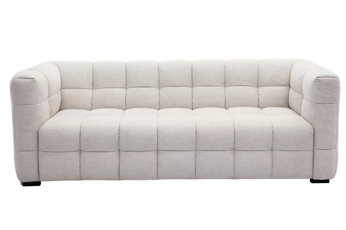 Miliboo Design-Sofa mit beigem Stoff im Samtdesign 3-Sitzer CORTO