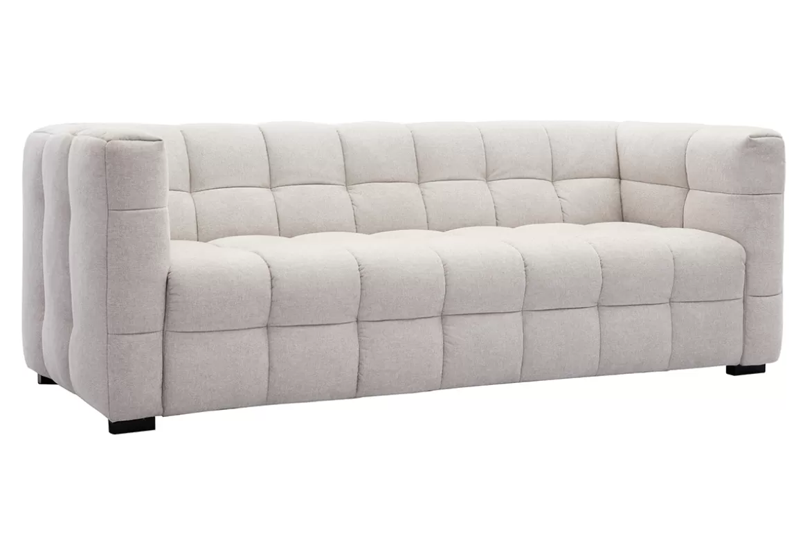 Miliboo Design-Sofa mit beigem Stoff im Samtdesign 3-Sitzer CORTO
