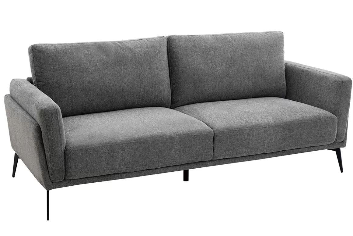 Miliboo Design-Sofa mit Stoff im Samtdesign Grau 3-Sitzer MOSCO