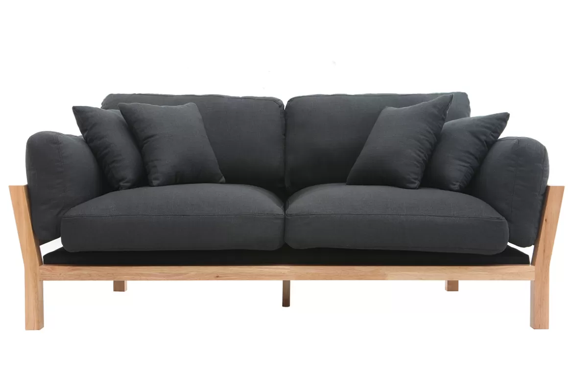 Miliboo Design-Sofa 3-Sitzer abziehbarer, anthrazitgrauer Stoff YNOK