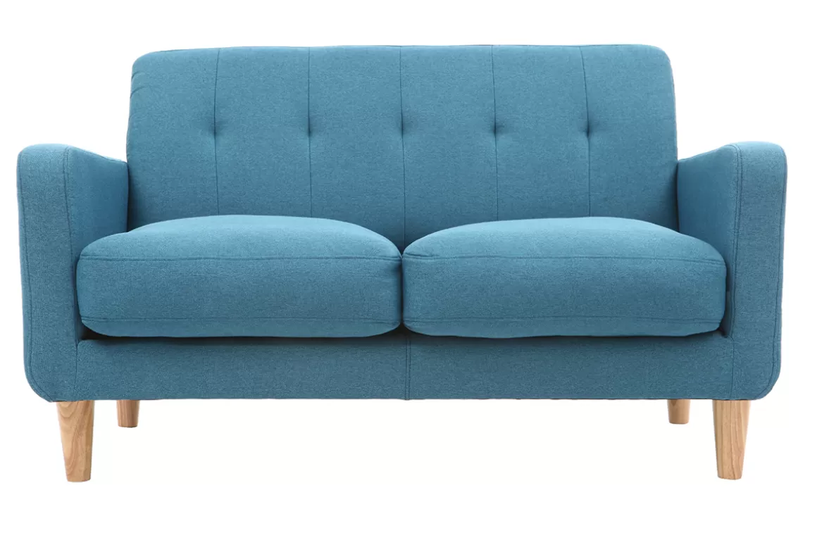 Miliboo Design-Sofa skandinavisch blaugrüner Stoff 2-Sitzer LUNA