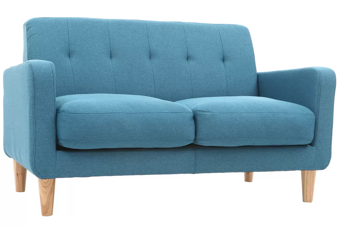Miliboo Design-Sofa skandinavisch blaugrüner Stoff 2-Sitzer LUNA