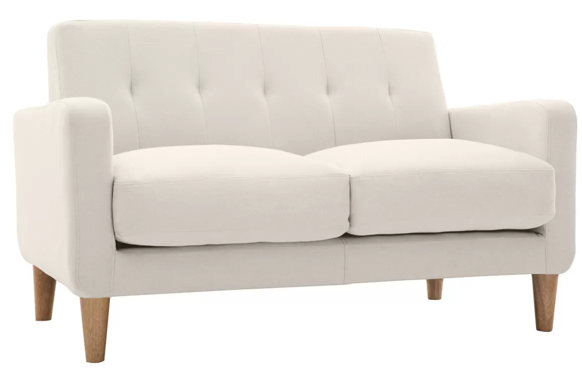 Miliboo Design-Sofa skandinavisch naturfarbener Stoff 2-Sitzer LUNA