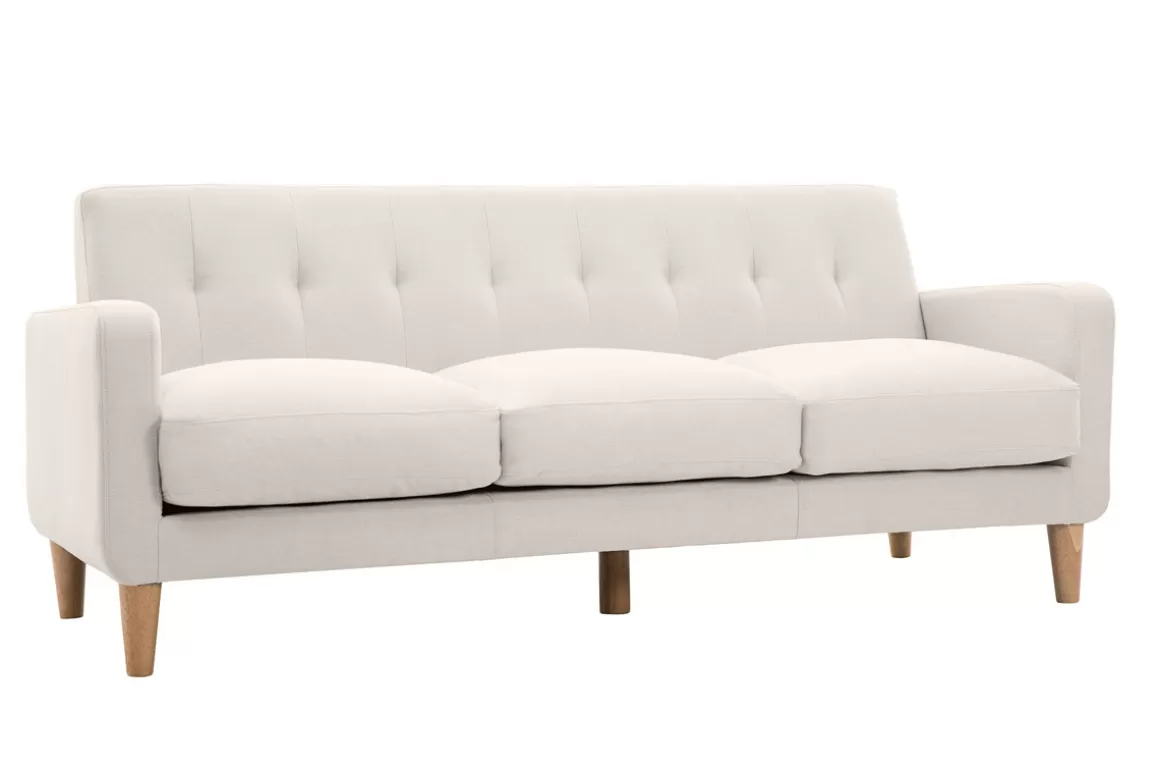 Miliboo Design-Sofa skandinavisch naturfarbener Stoff 3-Sitzer LUNA