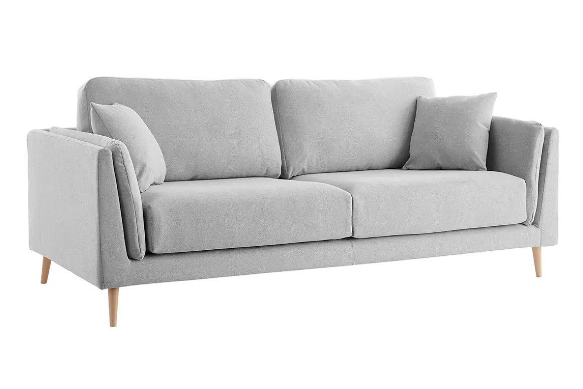 Miliboo Design-Sofa VOGUE drei Sitze aus hellgrauem Samt
