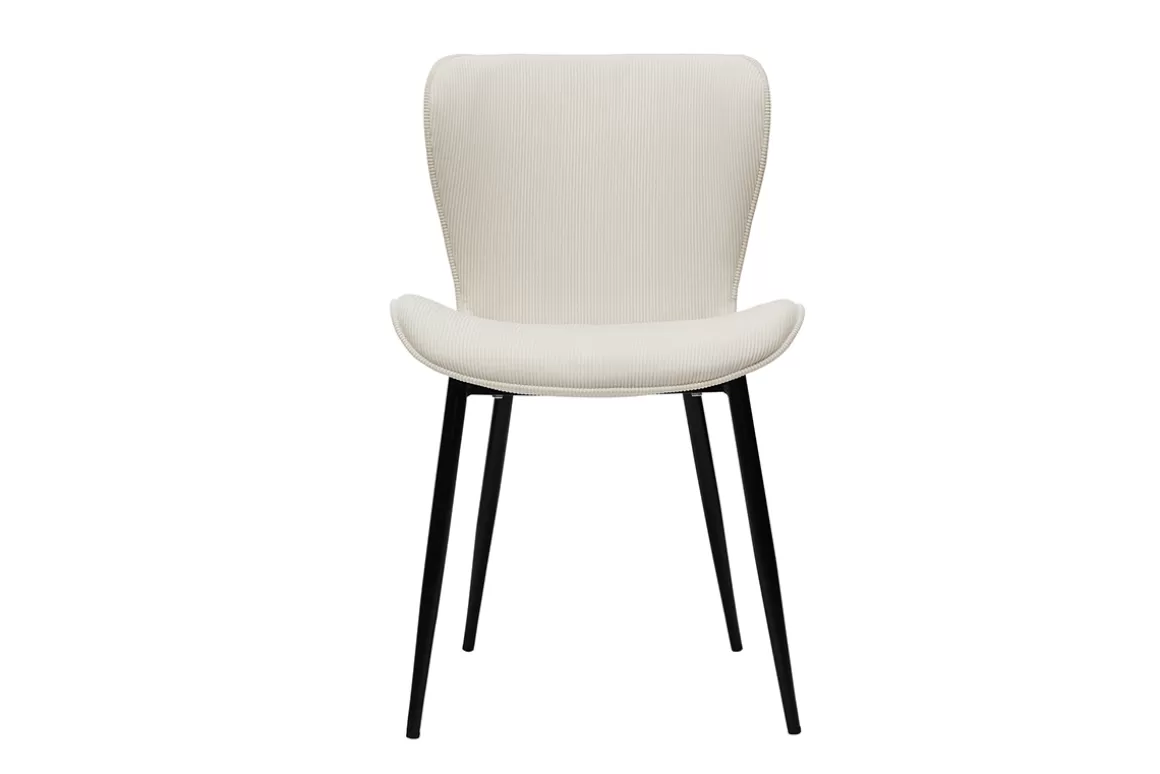 Miliboo Design-Stühle aus beigem Cord mit Samteffekt und schwarzen Metallbeinen (2er-Set) ADDICT
