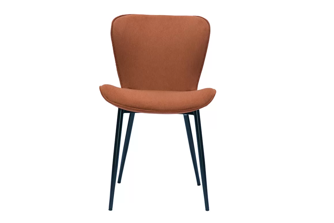 Miliboo Design-Stühle aus Cordstoff in Terracotta und schwarzem Metall (2er-Set) ADDICT
