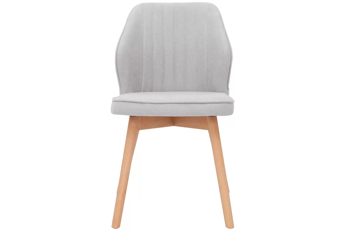 Miliboo Design-Stühle aus grauem Stoff mit Samteffekt und Füße aus Holz (2er-Set) FANETTE