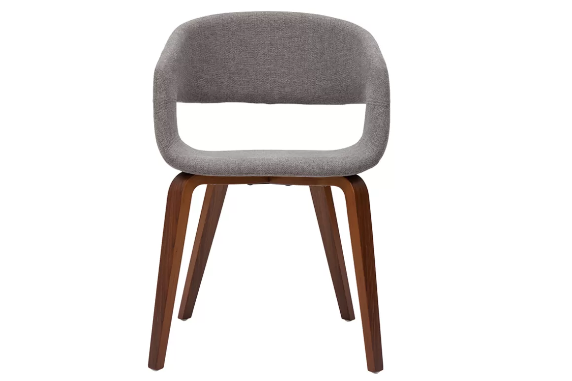 Miliboo Design-Stühle aus hellgrauem Stoff mit dunklen Holzbeinen (2er-Set) SLAM
