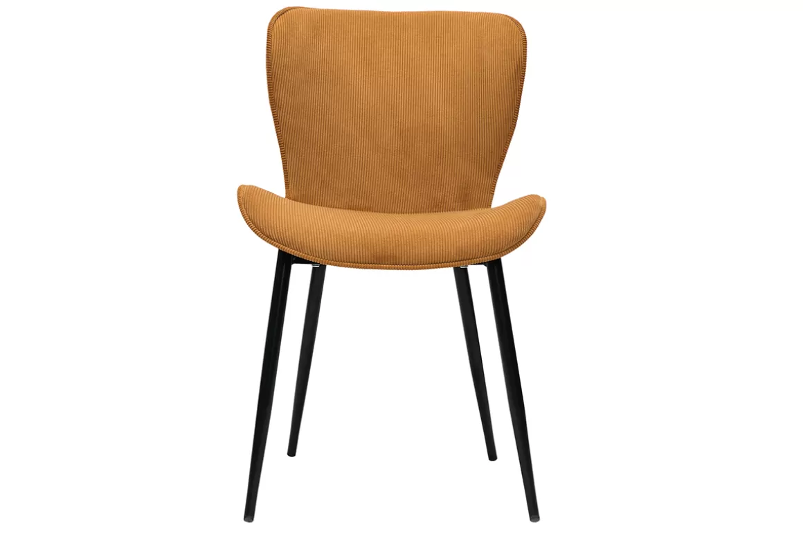 Miliboo Design-Stühle aus kumingelbem Cord mit Samteffekt und schwarzen Metallbeinen (2er-Set) ADDICT