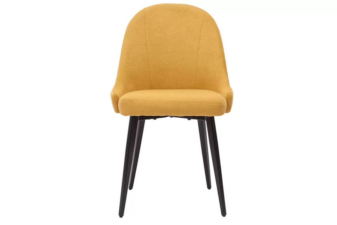 Miliboo Design-Stühle aus senfgelbem Stoff mit Samteffekt und schwarzem Metall (2er-Set) REEZ