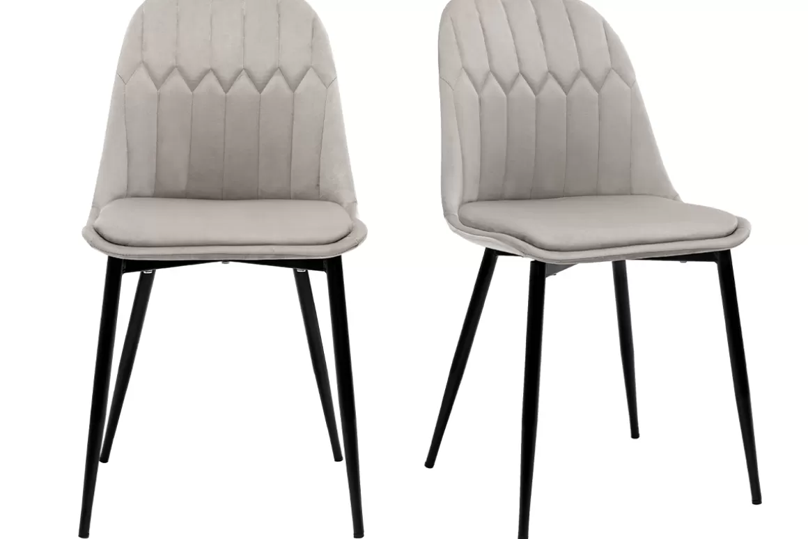 Miliboo Design-Stühle aus taupefarbenem Samt und Metallbeinen (2er-Set) FUSE