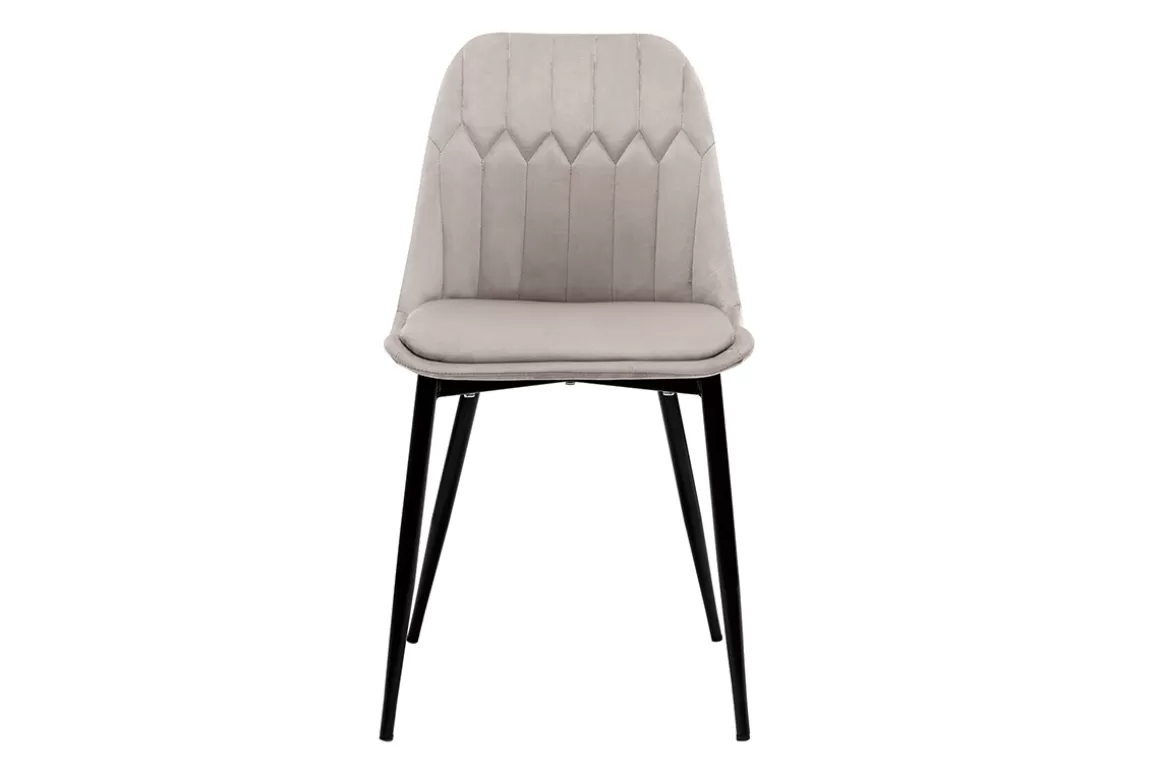 Miliboo Design-Stühle aus taupefarbenem Samt und Metallbeinen (2er-Set) FUSE