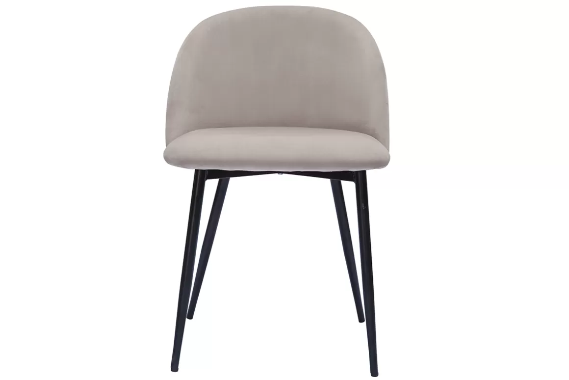 Miliboo Design-Stühle aus taupefarbenem Samtstoff und schwarzem Metall (2er-Set) CELESTE