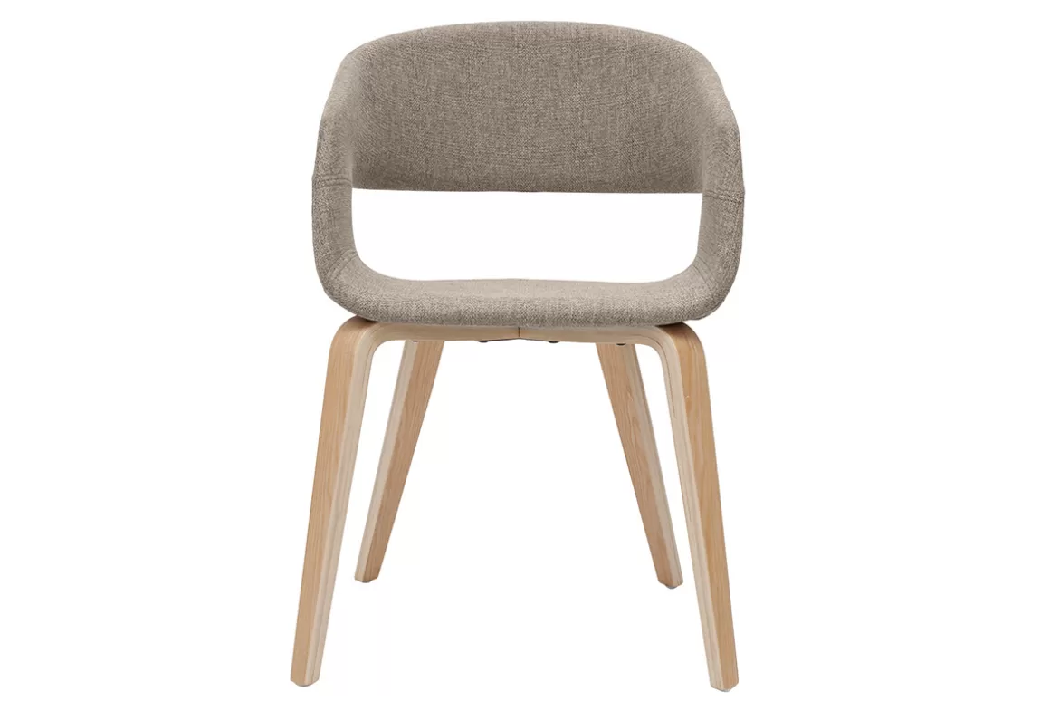 Miliboo Design-Stühle aus taupefarbenem Stoff mit hellen Holzbeinen (2er-Set) SLAM