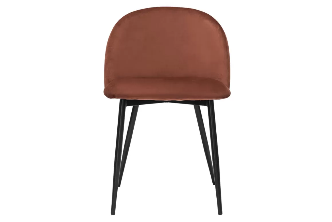 Miliboo Design-Stühle aus terracottafarbenem Samtstoff und schwarzem Metall (2er-Set) CELESTE