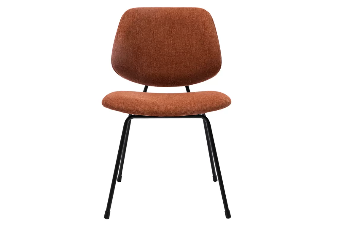 Miliboo Design-Stühle aus terracottafarbenem Stoff mit Samteffekt und schwarzem Metallfuß (2er-Set) BARNET