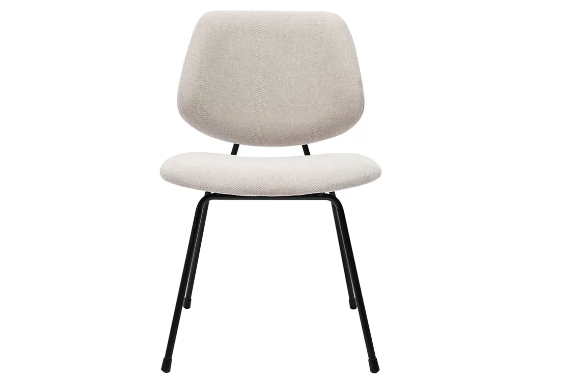 Miliboo Design-Stühle beiger Stoff mit Samteffekt und schwarzer Metallfuß (2er-Set) BARNET
