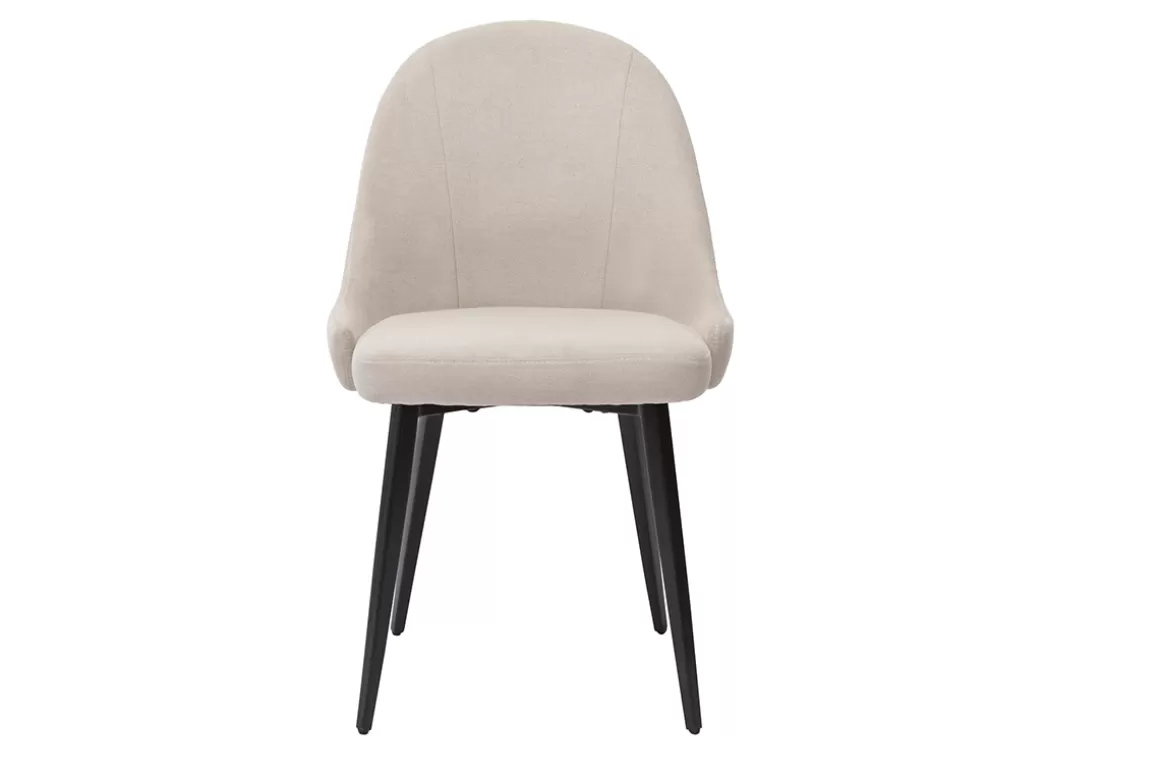 Miliboo Design-Stühle beiger Stoff mit Samteffekt und schwarzer Metallfuß (2er-Set) REEZ