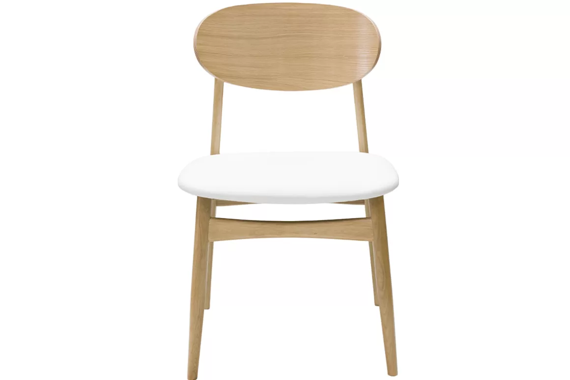 Miliboo Design-Stühle in Weiß und hellem Holz aus massiver Eiche (2er-Set) VICKY