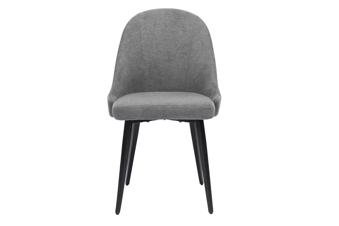 Miliboo Design-Stühle Stoff mit Samteffekt in Grau und schwarze Metallfüße (2er-Set) REEZ
