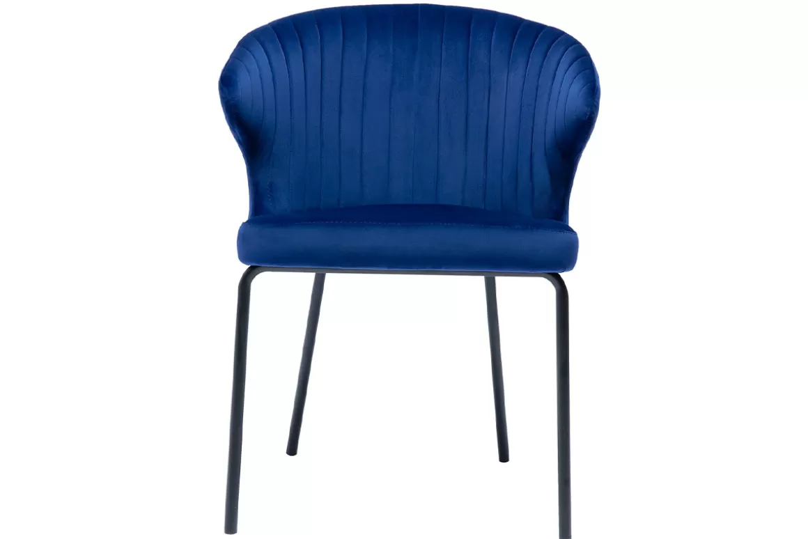 Miliboo Design-Stuhl aus blauem Samt REQUIEM