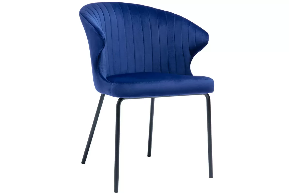 Miliboo Design-Stuhl aus blauem Samt REQUIEM