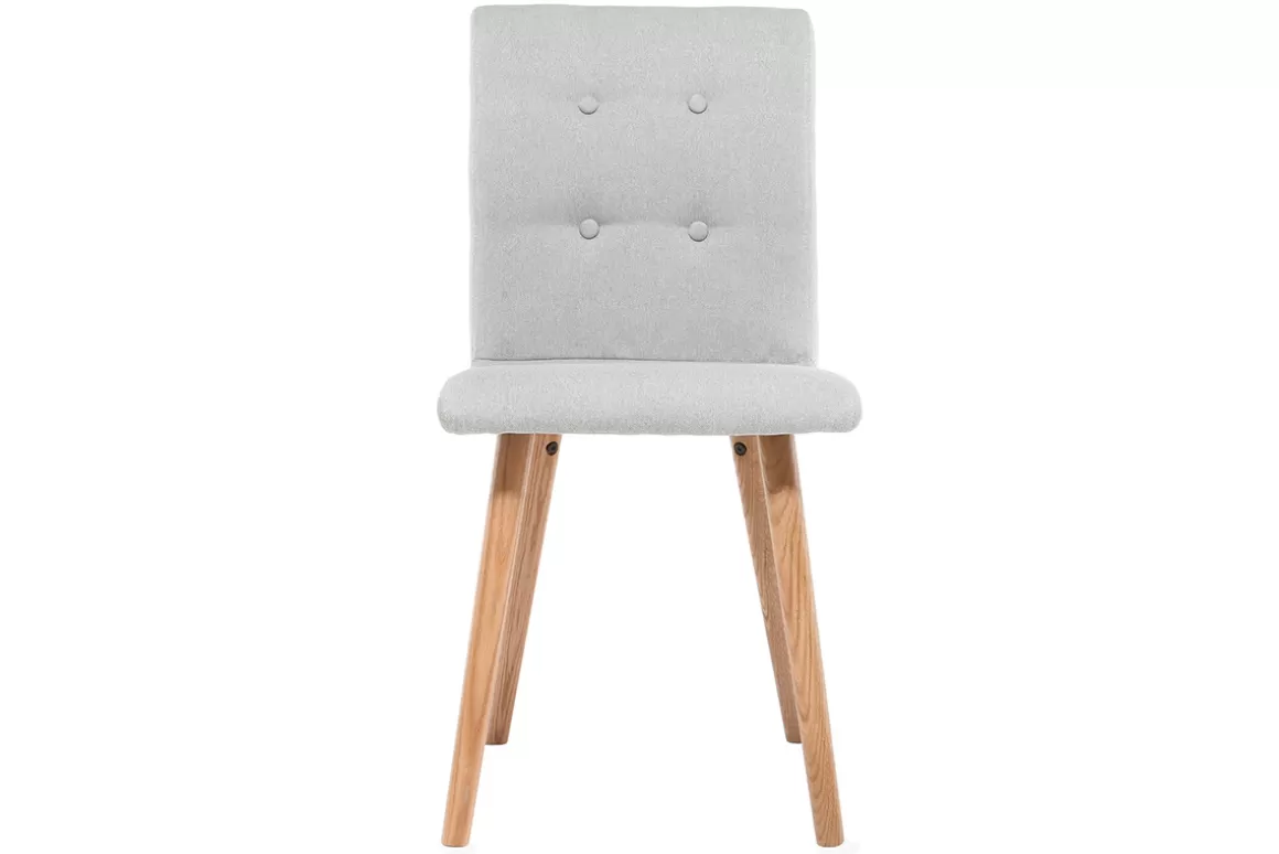 Miliboo Design-Stuhl Hellgrau und Holz 2er-Set HORTA