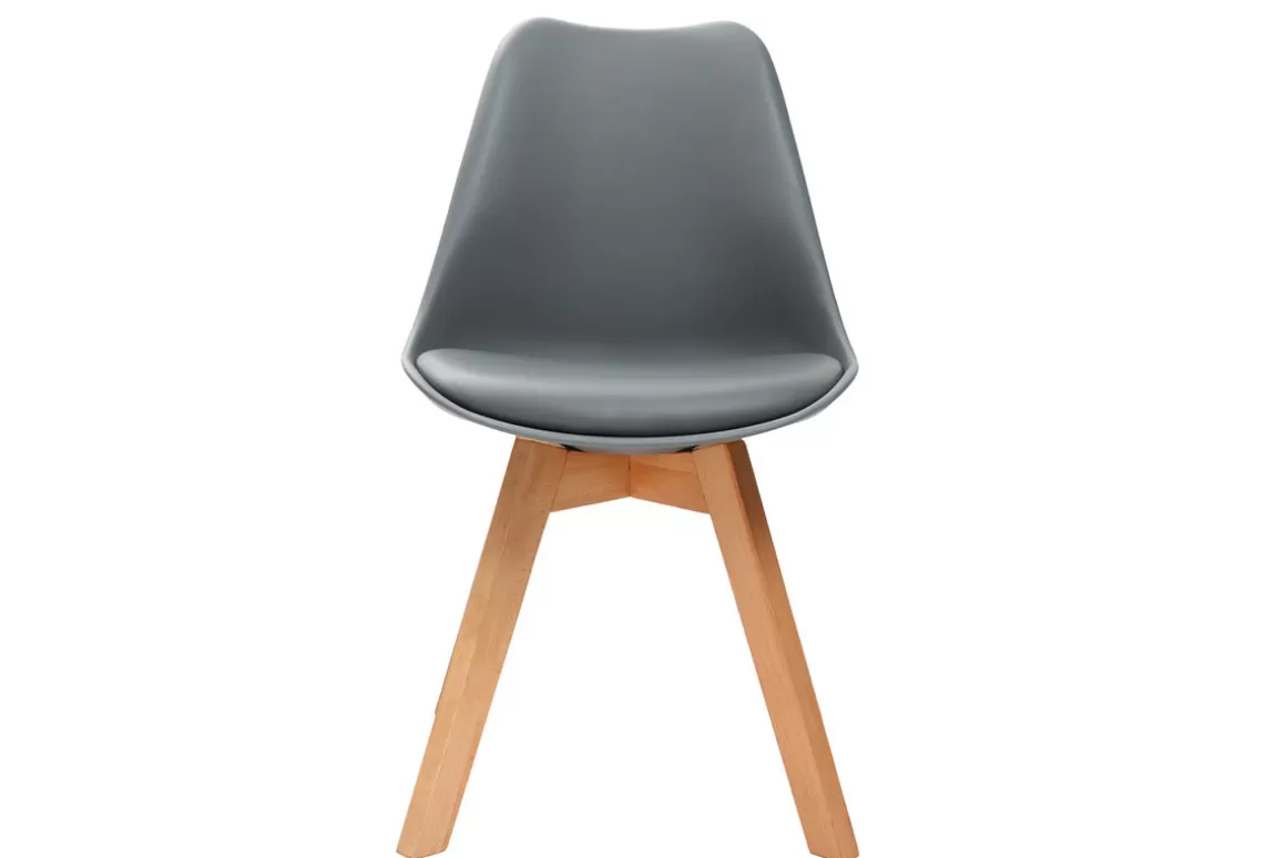 Miliboo Design-Stuhl Holzbeine Grau 2er-Set PAULINE
