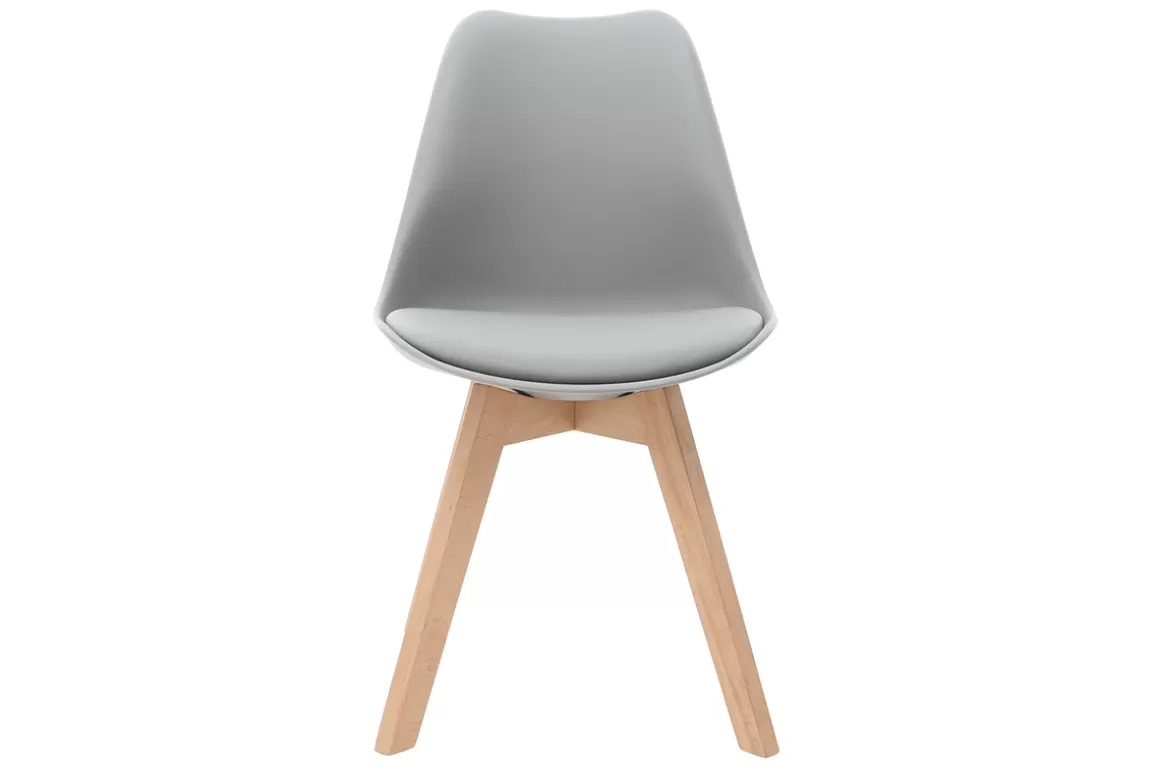 Miliboo Design-Stuhl Holzbeine Hellgrau 2er-Set PAULINE