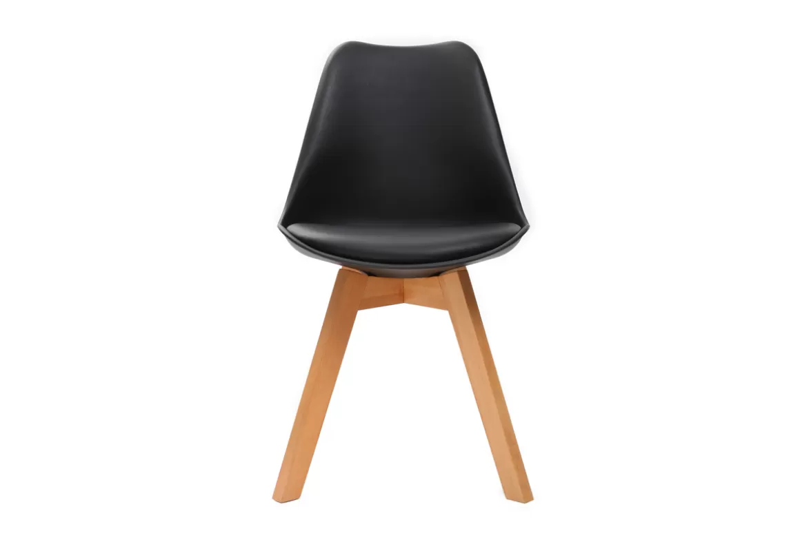 Miliboo Design-Stuhl Holzbeine Schwarz 2er-Set PAULINE
