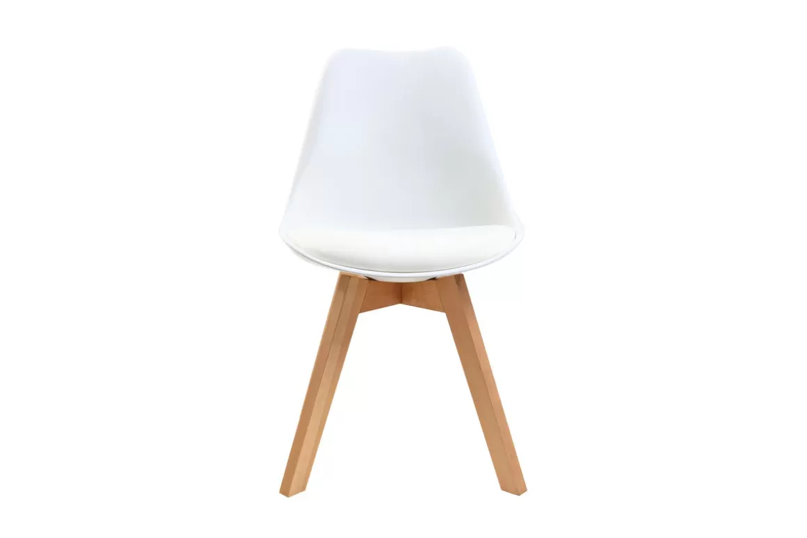 Miliboo Design-Stuhl Holzbeine Weiß 2er-Set PAULINE