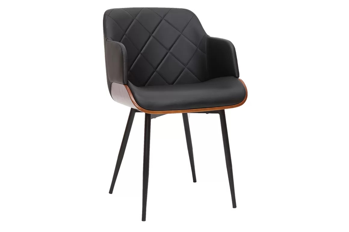 Miliboo Design-Stuhl in Schwarz und Walnuss LUCIEN