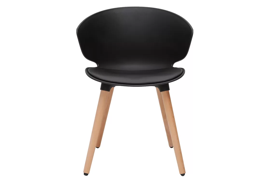 Miliboo Design-Stuhl schwarz mit hellem Holz WING