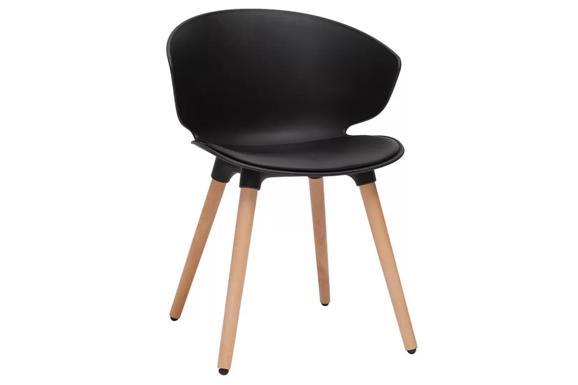 Miliboo Design-Stuhl schwarz mit hellem Holz WING