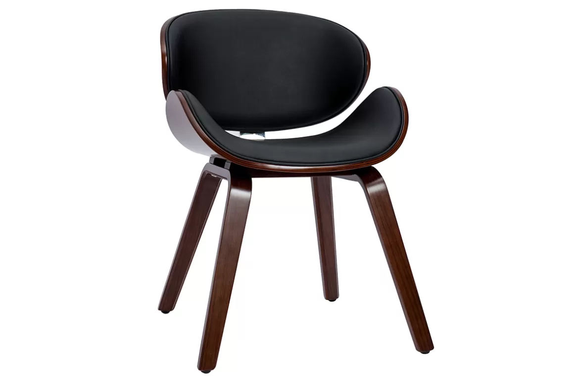 Miliboo Design-Stuhl schwarz und dunkles Walnussfurnier WALNUT