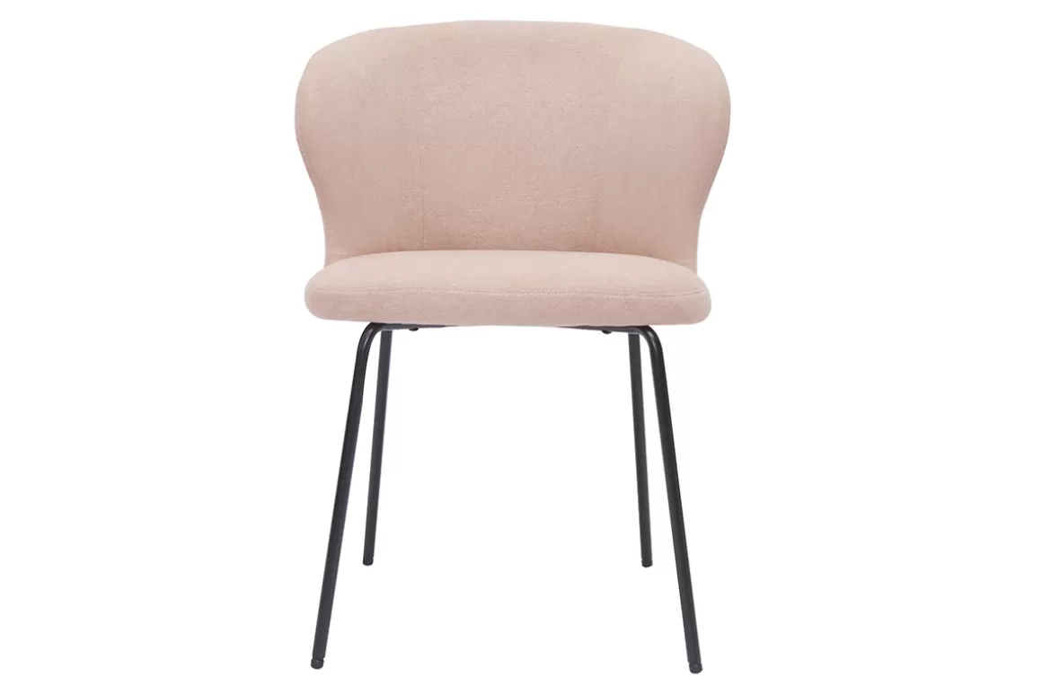 Miliboo Design-Stuhl Stoff mit Samteffekt in Zartrosa und schwarzem Metall YDA