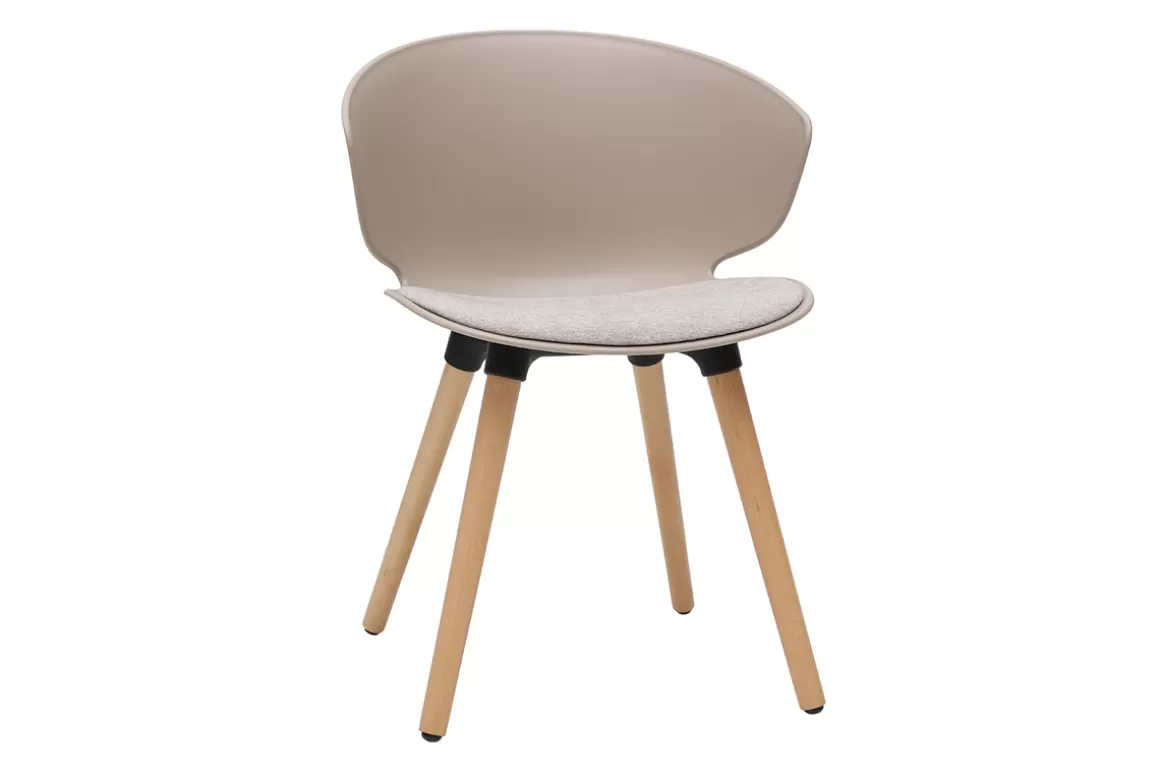Miliboo Design-Stuhl taupe und helles Holz WING
