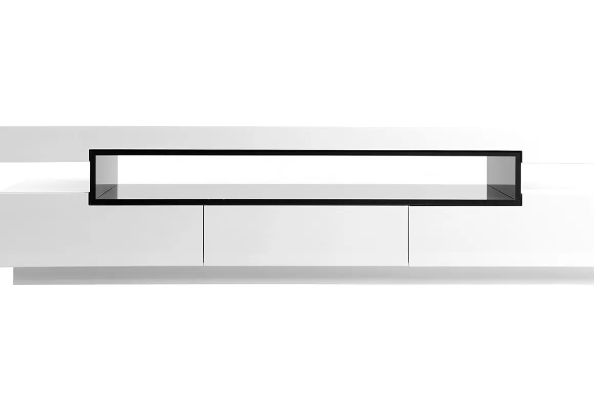 Miliboo Design-TV-Möbel lackiert Weiß glänzend LIVO