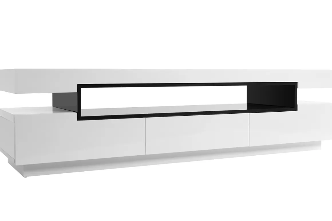 Miliboo Design-TV-Möbel lackiert Weiß glänzend LIVO