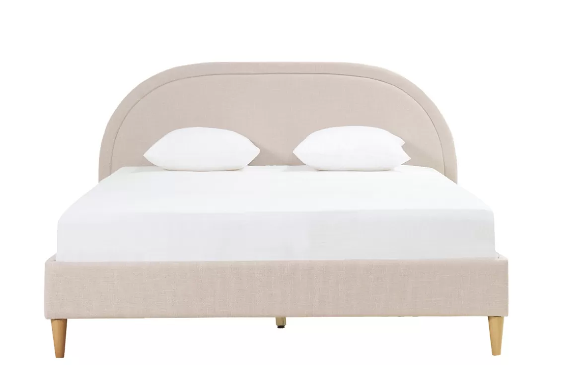 Miliboo Doppelbett 160x200 aus beigem Stoff CHARLINE