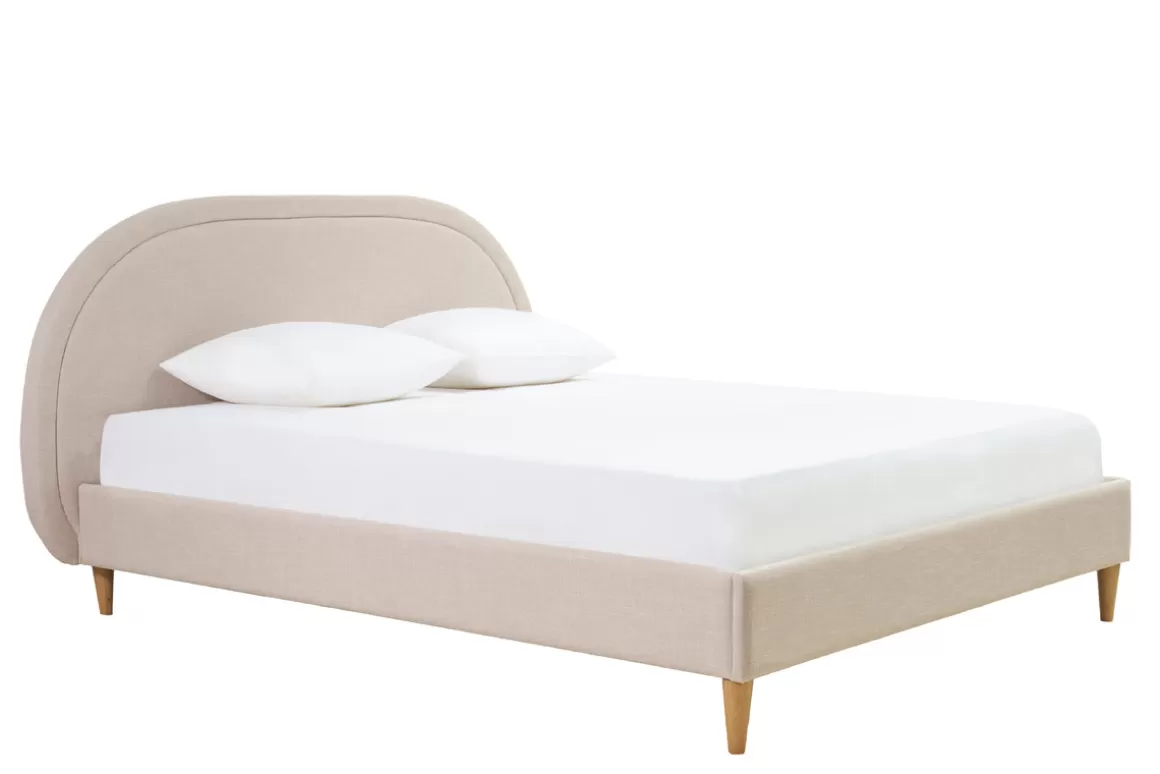 Miliboo Doppelbett 160x200 aus beigem Stoff CHARLINE